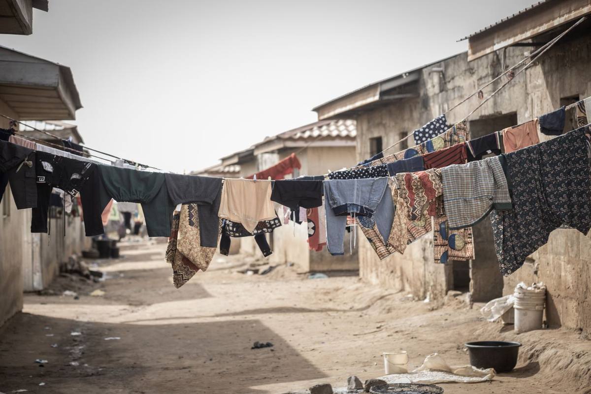 Rented compound, washing day